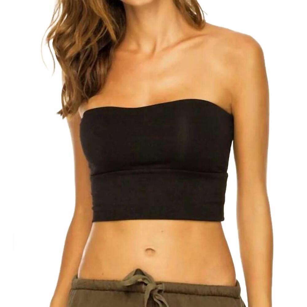 NEW INDAH ghee strapless crop top in black